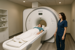 patient on the MRI scanner
